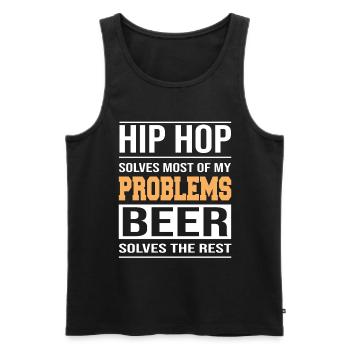 Hip hop solves problems, beer solves the rest - Men's Premium Organic Tank Top - black - Front - Michal (187cm)