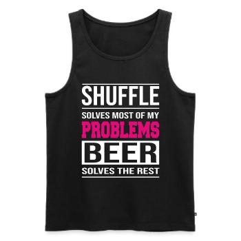 Shuffle solves problems, beer solves the rest - Men's Premium Organic Tank Top - black - Front - AI Model Male 178 light (178cm)