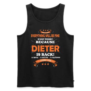 Tout ira bien Dieter est de retour - Débardeur bio Premium Homme - noir - Devant - AI Model Male 178 light (178cm)