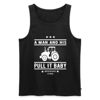 Lustiges Traktor Design: Pull It, Baby! - Männer Premium Bio Tank Top - Schwarz - Vorne - AI Model Male 178 light (178cm)
