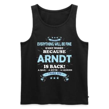 Tout ira bien Arndt est de retour - Débardeur bio Premium Homme - noir - Devant - AI Model Male 178 light (178cm)