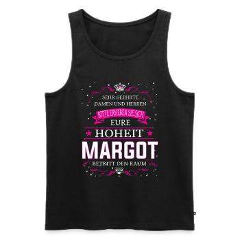 Votre Altesse Margot entre dans la chambre - Débardeur bio Premium Homme - noir - Devant - AI Model Male 178 light (178cm)