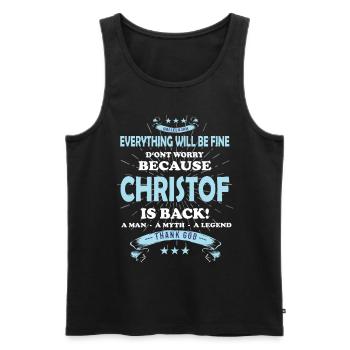 Everything will be fine Christof Is back - Men's Premium Organic Tank Top - black - Front - AI Model Male 178 light (178cm)