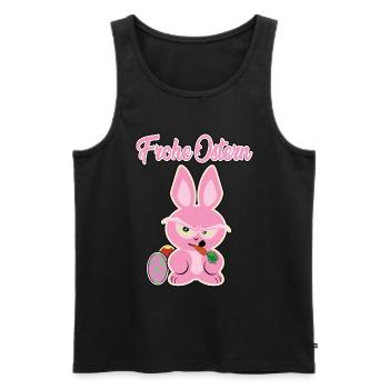 Frohe Ostern, mit dem rosa Osterhasen - Männer Premium Bio Tank Top - Schwarz - Vorne - AI Model Male 178 light (178cm)