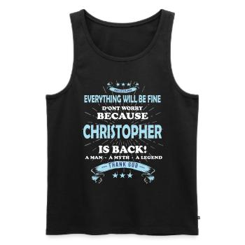 Tout va bien se passer, parce que Christopher est là Outfit - Débardeur bio Premium Homme - noir - Devant - AI Model Male 178 light (178cm)