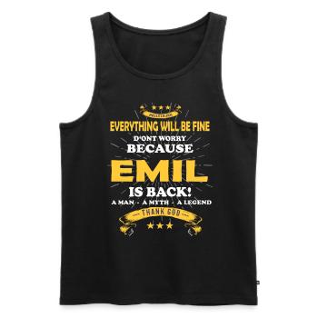 Tout va bien se passer, parce qu’Emil est là Outfit - Débardeur bio Premium Homme - noir - Devant - Michal (187cm)