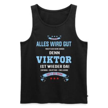 Tout va bien se passer, parce que Viktor est là Outfit - Débardeur bio Premium Homme - noir - Devant - Michal (187cm)