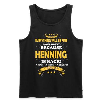 Tout ira bien Henning est de retour - Débardeur bio Premium Homme - noir - Devant - AI Model Male 178 light (178cm)