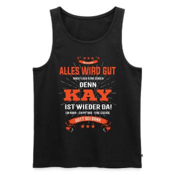 Alles wird gut denn Kay Ist da Outfit - Männer Premium Bio Tank Top - Schwarz - Vorne - AI Model Male 178 light (178cm)