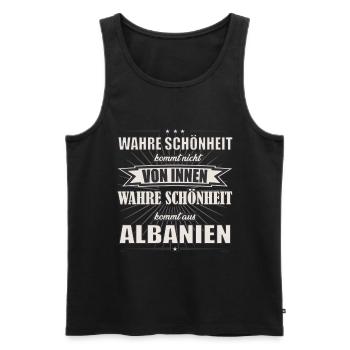 La vraie beauté vient du design albanais - Débardeur bio Premium Homme - noir - Devant - Michal (187cm)