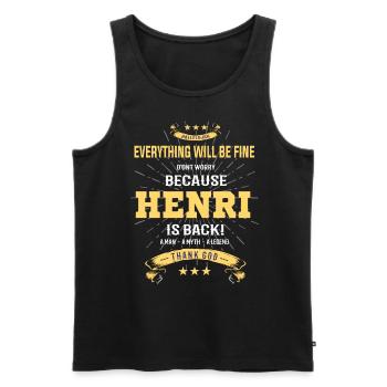 Tout ira bien Henri est de retour - Débardeur bio Premium Homme - noir - Devant - AI Model Male 178 light (178cm)