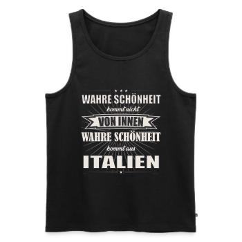 Wahre Schönheit kommt aus Italien Design - Männer Premium Bio Tank Top - Schwarz - Vorne - Michal (187cm)
