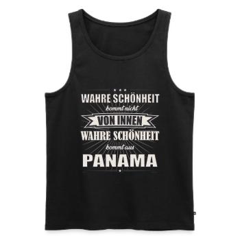 Wahre Schönheit kommt aus Panama Design - Männer Premium Bio Tank Top - Schwarz - Vorne - Michal (187cm)
