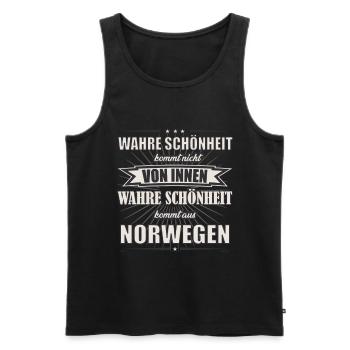 La vraie beauté vient de Norvège, le design - Débardeur bio Premium Homme - noir - Devant - Michal (187cm)