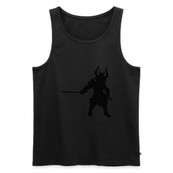 Samurai schwarzes Silhoutten Design - Männer Premium Bio Tank Top - Schwarz - Vorne - Michal (187cm)