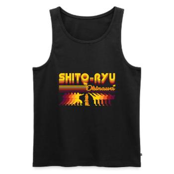 Shito-Ryu Karate Retro Design - Männer Premium Bio Tank Top - Schwarz - Vorne - AI Model Male 178 light (178cm)