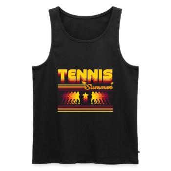 Retro Tennis Sommer Design - Männer Premium Bio Tank Top - Schwarz - Vorne - AI Model Male 178 light (178cm)