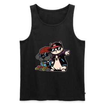 Dog and cat in hip hop style - Men's Premium Organic Tank Top - black - Front - AI Model Male 178 light (178cm)