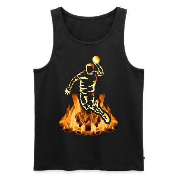Handball Player in Flames Handball Gift - Men's Premium Organic Tank Top - black - Front - AI Model Male 178 light (178cm)