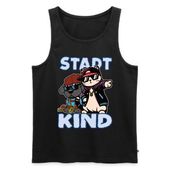Stadtkind Design mit Hund und Katze im Hip Hop Sti - Männer Premium Bio Tank Top - Schwarz - Vorne - AI Model Male 178 light (178cm)