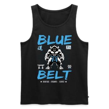 Blue Belt in Martial Arts Design - Blue Belt - Men's Premium Organic Tank Top - black - Front - AI Model Male 178 light (178cm)