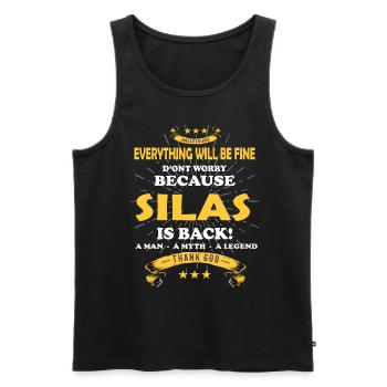 Tout ira bien Silas est de retour - Débardeur bio Premium Homme - noir - Devant - AI Model Male 178 light (178cm)