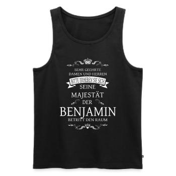 Seine Majestät der Benjamin betritt den Raum - Männer Premium Bio Tank Top - Schwarz - Vorne - AI Model Male 178 light (178cm)