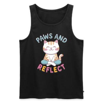 Pattes Et Réfléchir Chat Yoga Méditation - Débardeur bio Premium Homme - noir - Devant - Michal (187cm)