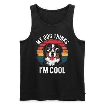 Bouvier bernois Mon chien pense que je suis cool - Débardeur bio Premium Homme - noir - Devant - Michal (187cm)
