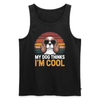 Cavalier Spaniel My Dog Thinks I'm Cool - Men's Premium Organic Tank Top - black - Front - Michal (187cm)
