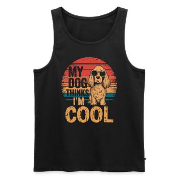 Allemand Mon chien pense que je suis cool - Débardeur bio Premium Homme - noir - Devant - Michal (187cm)