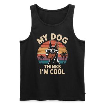 Doberman Pinscher Mon chien pense que je suis cool - Débardeur bio Premium Homme - noir - Devant - Michal (187cm)