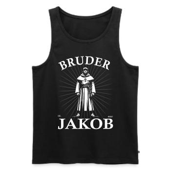 Frère Jakob Design avec le moine de la Kinderli - Débardeur bio Premium Homme - noir - Devant - AI Model Male 178 light (178cm)