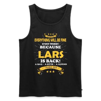 Lars est de retour – Tout ira bien, design cool - Débardeur bio Premium Homme - noir - Devant - Michal (187cm)