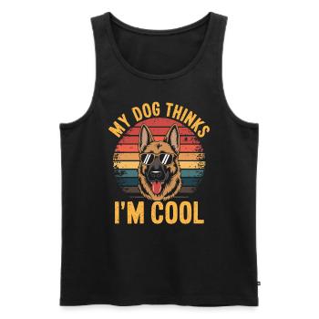 Berger allemand Mon chien pense que je suis cool - Débardeur bio Premium Homme - noir - Devant - Michal (187cm)