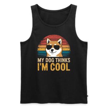 Shiba Inu Mon chien pense que je suis cool - Débardeur bio Premium Homme - noir - Devant - Michal (187cm)