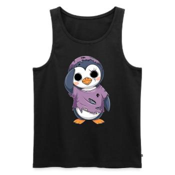 Pingouin Zombie Halloween Effrayant Mignon - Débardeur bio Premium Homme - noir - Devant - Michal (187cm)