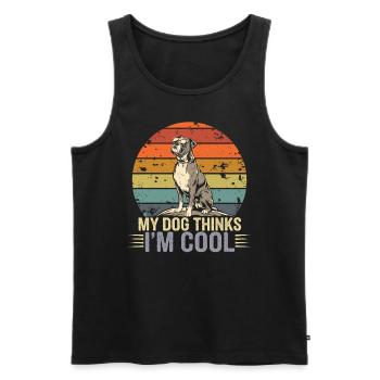 Boxer Dog My Dog Thinks I'm Cool - Men's Premium Organic Tank Top - black - Front - Michal (187cm)
