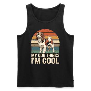 Cavalier Spaniel My Dog Thinks I'm Cool - Men's Premium Organic Tank Top - black - Front - Michal (187cm)