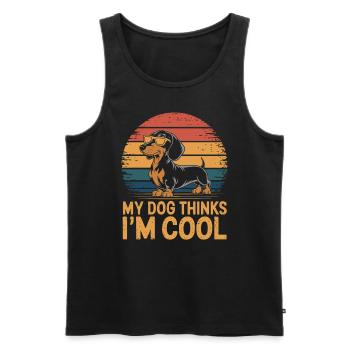Teckel mon chien pense que je suis cool - Débardeur bio Premium Homme - noir - Devant - Michal (187cm)