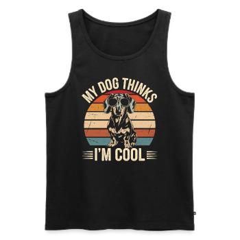 Teckel mon chien pense que je suis cool - Débardeur bio Premium Homme - noir - Devant - Michal (187cm)
