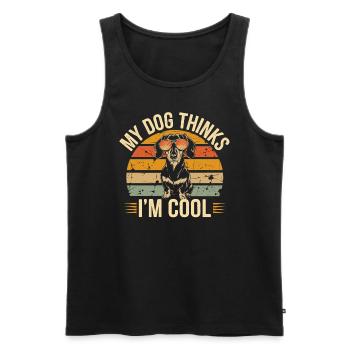 Teckel mon chien pense que je suis cool - Débardeur bio Premium Homme - noir - Devant - Michal (187cm)