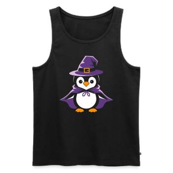 Penguin Halloween Witch Hat and Cloak - Men's Premium Organic Tank Top - black - Front - AI Model Male 178 light (178cm)