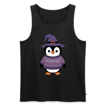 Pingouin mignon Halloween en costume de sorcière - Débardeur bio Premium Homme - noir - Devant - Michal (187cm)