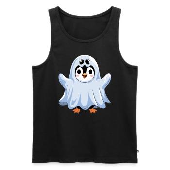 Mignon pingouin Halloween fantôme - Débardeur bio Premium Homme - noir - Devant - Michal (187cm)