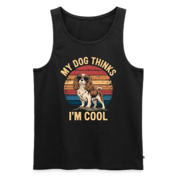 Cavalier Spaniel My Dog Thinks I'm Cool - Men's Premium Organic Tank Top - black - Front - Michal (187cm)