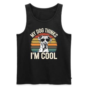 Deutsche Dogge Mein Hund Denkt Das Ich Cool Bin - Männer Premium Bio Tank Top - Schwarz - Vorne - Michal (187cm)