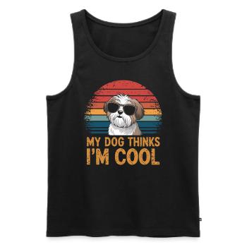 Shi shitzu mon chien pense que je suis cool - Débardeur bio Premium Homme - noir - Devant - Michal (187cm)