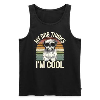 Shi shitzu mon chien pense que je suis cool - Débardeur bio Premium Homme - noir - Devant - Michal (187cm)
