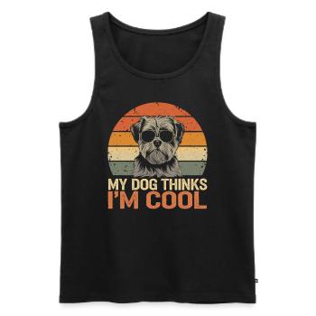Shi shitzu mon chien pense que je suis cool - Débardeur bio Premium Homme - noir - Devant - Michal (187cm)